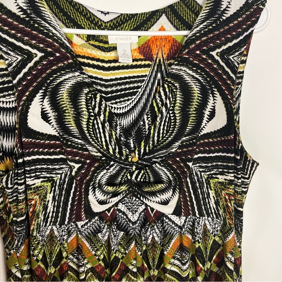 Chico’s maxi dress multicolor sleeveless pullover geometric size 2 (12) - Picture 7 of 9